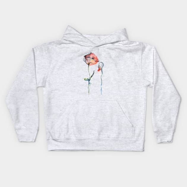 Poppies Kids Hoodie by Maria Mi Art